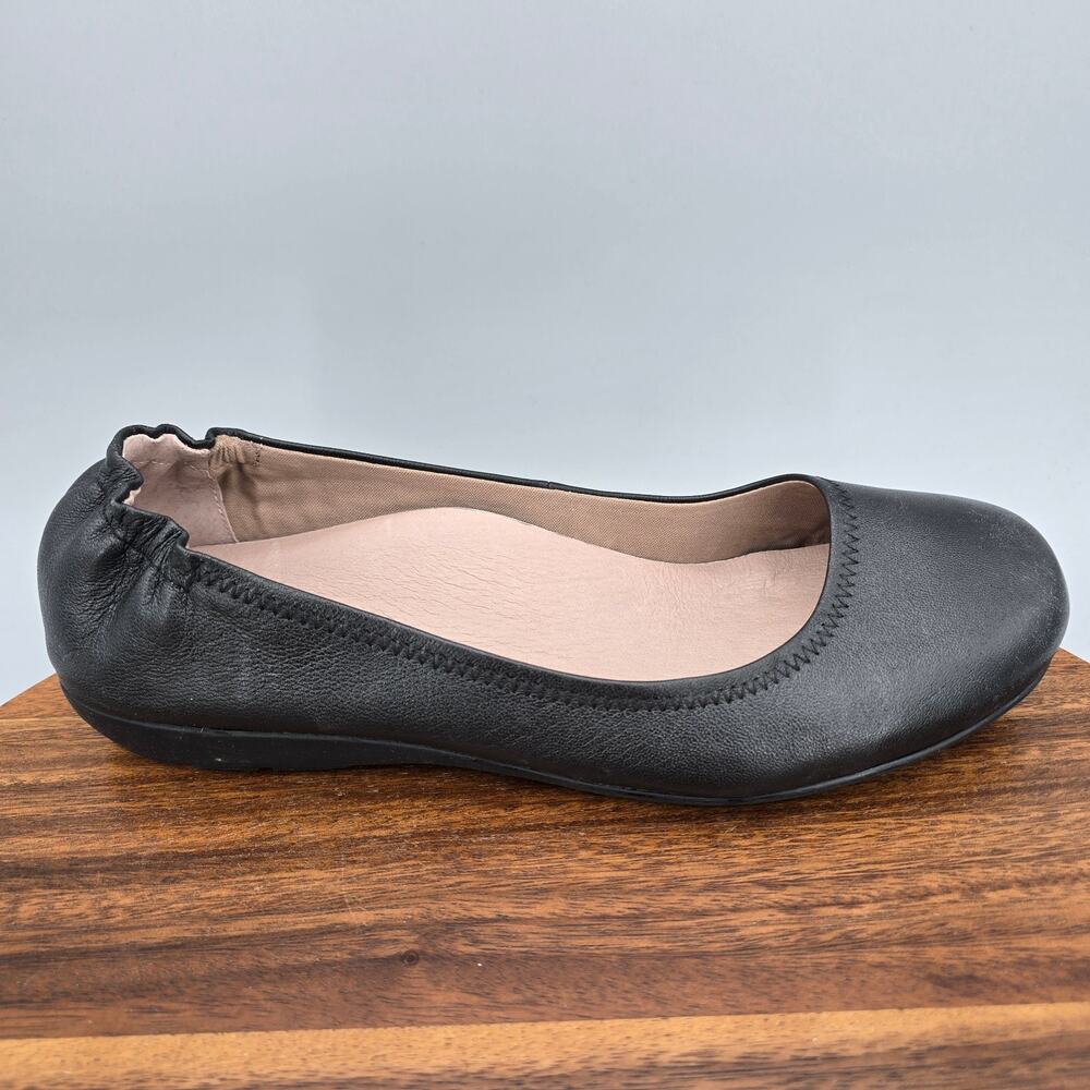 Abeo Tammy Ballet Flats Womens 10 Neutral Black Leather Slip On Comfort Shoes
